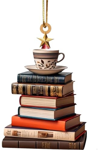 Ornamenti per albero di Natale | Decorazione natalizia in acrilico 2D a forma di libro, decorazioni per feste, cortile, giardino, davanzali, patio interno