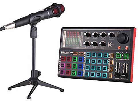SEAFRONT SK300 Live-Soundkarte, Wiederaufladbarer Mixer mit Sprachwechsler, Mehreren Effekten für Live-Streaming und Karaoke auf Smartphones und Computern (Soundkarten-Kit)