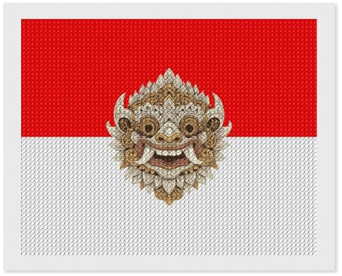 Barong Bali Indonesian Flag Adults Diamond 5D Painting Kit DIY Art Craft Rouns Drill Decoration for Home