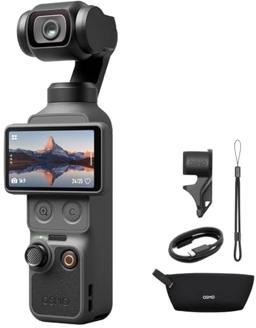 DJI Osmo Pocket 4 Standard Combo, Pocket Gimbal Vlog Camera, 3-Axis Stabilization, 2× Lossless Zoom, 107GB Built-in Storage, 2 Rotatable Screen, 1″ CMOS & 4K/240fps,Video Camera for Photography