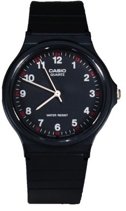 Casio Herren-Armbanduhr MQ24-1B, analoges Display, Quarz, schwarzes Kunstharz, mit schwarzem Zifferblatt