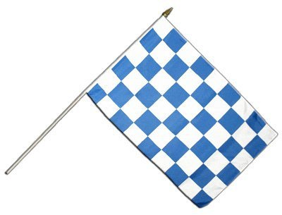 Flaggenfritze® Große Stockflagge Schwenkflagge Karo Blau-Weiß 60 x 90 cm