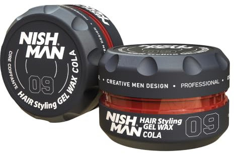 NISHMAN Cera de Peinado para Hombres 09 – Cola 150g – Aroma a Cola – Brillo Natural – Fijación Fuerte – Cera Gel Aqua Wax – Control y Definición Duraderos