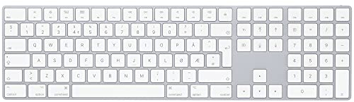 Apple Magic Keyboard avec pavé numérique : Bluetooth, Rechargeable. Compatible avec Mac, iPad et iPhone ; Norvégien, Argent