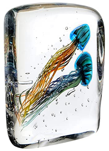 GILDE GLAS art Deko Skulptur Kunst aus Glas - Funny Medusa 2 - Geschenk für Frauen Geburtstag Valentinstag - Farbe: Mehrfarbig - Höhe 22 cm