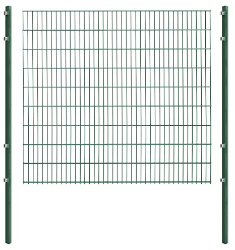Doppelstabmattenzaun - Komplettset inkl. Pfosten und Montagematerial - Verschiedene Längen und Höhen – Grün oder Anthrazit (L 8 m | H 183 cm | Grün)