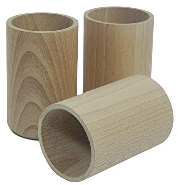 Wooden World 4x Holzbecher Tasse Runde für Bleistift Bleistift auf Schreibtisch Stationäre Lieferungen Büro Organisation
