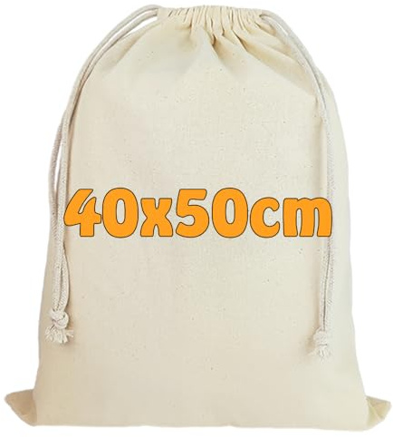 Cottonbagjoe Baumwollbeutel mit Kordelzug 40 x 50 cm, 100 Stück | OEKO-TEX® STANDARD 100, Stoffbeutel, Aufbewahrungsbeutel für Kleidung, Schuhe, Wäsche & Reisen