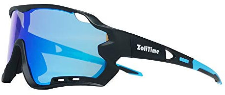ZoliTime Neue Fahrradbrille Polarisierte Outdoor-Sportsonnenbrille mit UV400 4 Wechselobjektiven