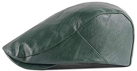 RUICHENG PU Leder Schiebermütze Barett Cap Unisex Ivy Schirmmütze Flatcap