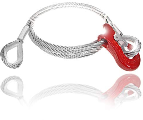 Drahtseile24 Chokerseil mit Kauschen, Rückeseil – Forstseil mit Seil Gleithaken | 10mm – 16mm | 0,5m – 50m | Ø10mm / 1.000kg Nutzlast | 2m