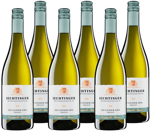 Jechtinger Souvignier Gris HAUS & HOF QbA trocken – SILBER 2024 AWC Vienna – Weißwein trocken, fein-fruchtig mit Aromen von Apfel, Mirabelle & Pfirsich - Anbaugebiet Kaiserstuhl (6 x 0,75 l)