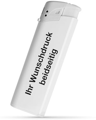 #teamludorf Personalisiertes Elektronik Feuerzeug – Wunschtext beidseitig Bedruckt – langlebig und wiederbefüllbar – kreative Geschenkidee für besondere Momente (Weiss,100)