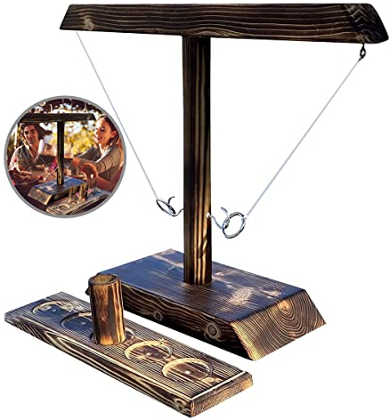 Escalera de Tiro de Madera Hecha a Mano, Juego de Lanzamiento de Anillos de Madera, Hooks Game, Juegos Interactivos De Ritmo Rápido, para Interiores y Exteriores, Niños y Adultos