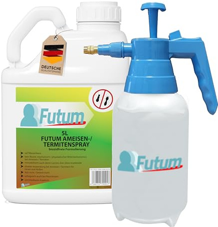 Futum 5L+2L Sprüher Ameisen Abwehrspray Hochwirksam bei Ameisen, Larven und Eier, für Innen- & Außenbereich, Wasserbasis, geruchsarm, fleckenfrei