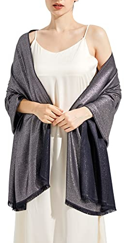 vimate Sparkling Metallic Pashmina Shawl Wraps Scarf for Evening Party Bridal Wedding Formal Dresses