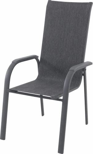 Tarrington House Outdoor-Stuhl Antwerpen, Aluminium/Stahl/Textilehne, 73 x 58 x 110 cm, Stapelbar, Wetterfest, Schwarz