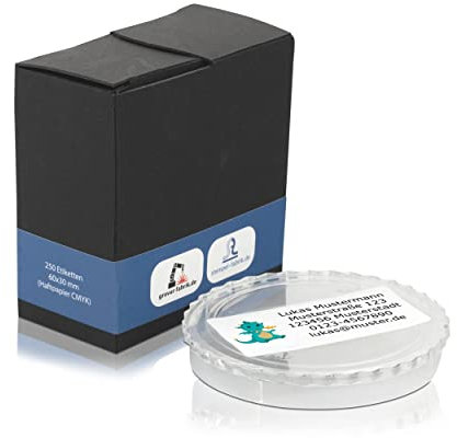 stempel-fabrik – Adressaufkleber mit Wunschtext personalisieren – 250 Stück Klebeetiketten á 60 x 30 mm für Briefe, Bücher & Co – selbstklebende Adressetiketten im Spenderkarton (Drache)