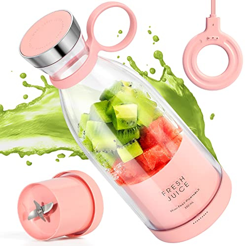 MIAOKE Tragbarer Mixer, modischer, tragbarer Mixer für Shakes und Smoothies, 334 ml, magnetischer USB-Schnellladung, Mini-Flasche, für Reisen, Outdoor, Fitnessstudio, Büro, Autos, Geschenk, PK
