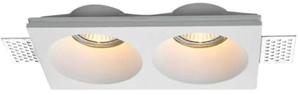 V-TAC Porte-spot LED double encastré rectangulaire 2 x GU10 et GU5.3 (MR16) en plâtre avec coupe nette couleur blanche
