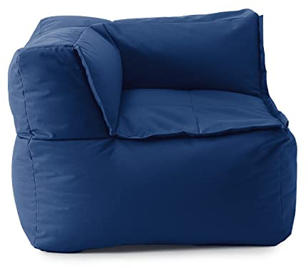 Lumaland Sitzsack-Lounge Modular Eckteil | Waschbare Sitzmöbel für Innenräume & Garten | Indoor & Outdoor Sitz-Garnitur | Wasserfester Ecksessel | Einfach erweiterbar 81x81x70cm [Dunkelblau] | Waschbare & Wasserfeste Sitzmöbel für Innenräume & Garten, Kombinierbar mit weiteren Elementen des Modularen Systems