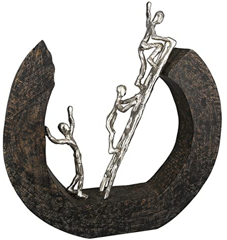 Casablanca - Scultura decorativa moderna, in alluminio e legno, colore: argento naturale, altezza 32 cm