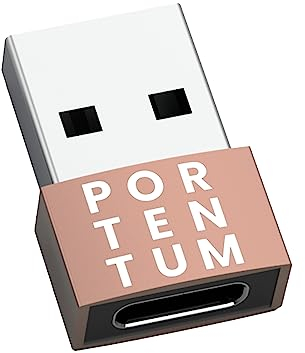 PORTENTUM adattatore USB c USB a - USB C Femmina a USB Maschio, Velocità 2.0, 480 MB, corpo premium in zinco ad alta resistenza al calore - adattatore USB a Tipo C di soli 4 grammi, ORO ROSA