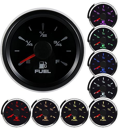 Shkalacar Medidor de Nivel de Combustible 52mm Universal Indicador de Nivel de Combustible 0-190ohm 240-30ohm 0-180ohm 10-180ohm 240~33ohm 240~30ohm para Coche Camión Moto 9V-32V 8 Colores