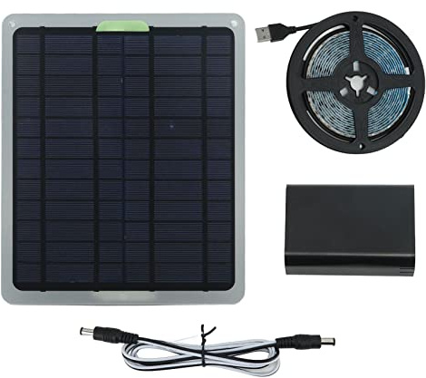 ciciglow Solar-Pflanzenwachstums-Lichtleiste, 20 W, IP65, wasserdichte LED-Pflanzenwachstumslampe mit Batterieschutzbox für Gewächshaus-Hydrokulturpflanzen, Gartenblumen
