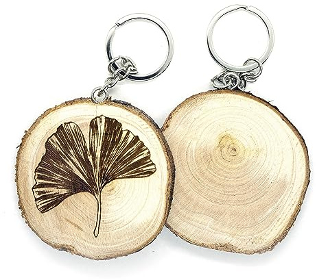 generico Llavero de madera natural con hoja de Ginkgo biloba - Japón Tokio, marrón, Talla única