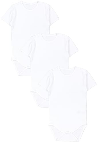 TupTam Baby Body Kurzarm – 3er Set aus 100% Baumwolle bis Größe 134, Farbe: Weiß, Größe: 110