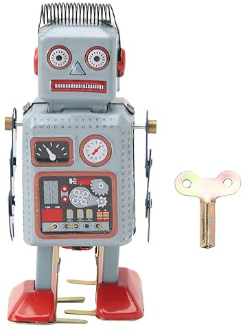 Cryfokt Vintage Wind Up Robot Toy, Tin Toy with Clumsy Walking Stride, Clockwork Tin Collectibles Figurine Home Decoration Retro Toy for Birthday Gift, Party, Festival, Memories, #011