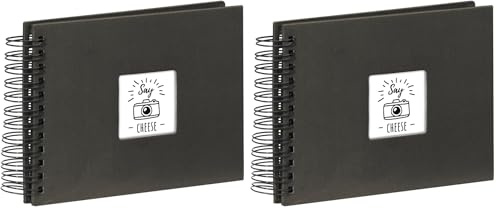 Hama Fotoalbum 24x17 cm (Spiral-Album mit 50 schwarzen Seiten, Fotobuch mit Pergamin-Trennblättern, Album zum Einkleben und Selbstgestalten) schwarz (Packung mit 2)