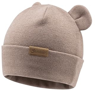 Sterntaler Beanie aus feiner Strickware - süße Unisex Mütze mit Umschlag und 3D Ohren - gefüttert mit Baumwollfleece - in Sand, Größe 43