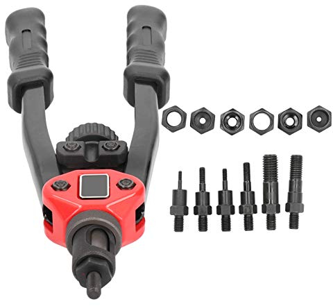 YWBL-WH Handnietpistole, Handnietpistole, Robustes Manuelles Nietwerkzeug-Set mit M3, M4, M5, M6, M8, M10, M12-Spitzen und Mutter, Automatischem Nietwerkzeug, Hardware-Blindnieten