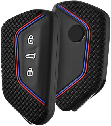 OATSBASF Silikon Autoschlüssel Hülle für VW Golf 8 ID.3, Auto Schutzhülle | Kompatibel mit Seat Leon MK4 Tarraco Ateca Skoda Octavia Cupra Schlüssel Etui