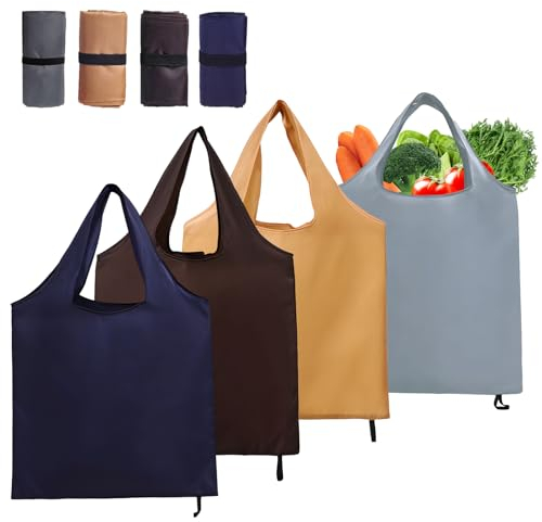 HXSYKJDM 4 Stück Einkaufstasche Faltbar, 56 × 69cm Umweltfreundliche Einkaufstaschen, Wiederverwendbare Einkaufstaschen für Einkaufen Picknick Camping