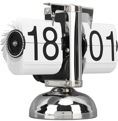 Ejoyous Digitale Flip-Down-Uhr, Retro-Mechanischer Klappuhr mit internem Getriebe, Große Zifferanzeige Faltbare Uhr 24H Kleine Schreibtischuhr für Zuhause Büro Dekoration (Weiße Seite)