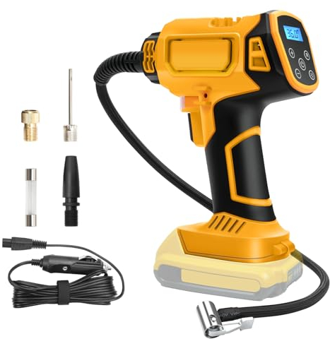 Akku Kompressor Für Dewalt 21v, 160PSI Elektrische Luftpumpe Autokompressor, LED Digitaler Druckanzeige, Auto-Off Funktion, Ideal Für Für Fahrrad/Auto/Ball (for Dewalt Battery)