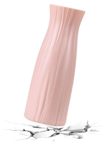 Flower Vase, Modern Art Flower Container, Ribbed Vases, No rdic Vase, Modern Decorative Vase, Decorative Flowers Vase, Tabletop Charming Vase, Living Room Ornaments for Flower Arrangements, Pink