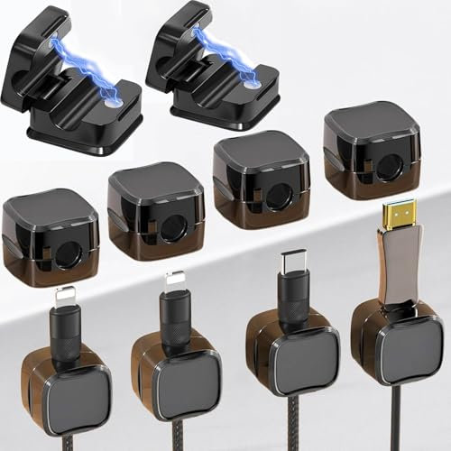 10 Pack Cable Clips,Spring Cable Holder Clips,Cable Tidy Clips Adjustable,Cord Organizer Holder,Desktop Cable Holder with Strong Adhesive,for Nightstand, Kitchen Appliances, Office Supplies,PC, Car,HD