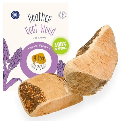 RF-Deer Raíz de Brezo Masticable para Perros Tamaño Natural M – Madera de Masticación para Perros, Juguete Robusto para Cuidado Dental, Reducción de Estrés, Snack para de Inteligencia
