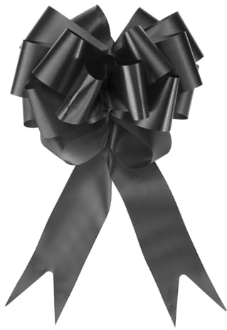 QUARKZMAN 10 Stück Geschenk Schleife mit Geschenkbänder Große Ziehschleife 12cm Geschenkschleife Schleifenband Dekoration für Geschenkverpackung Hochzeit Auto Geburtstag, Schwarz