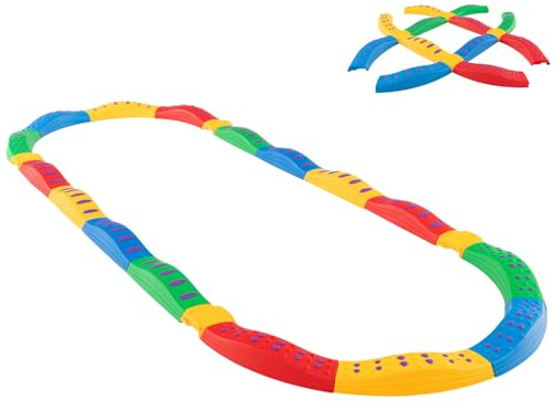 GYMAX Kids Balance Beam, 20 Pcs Toddler Balance Board with Non-slip Surface and Bottom, Outdoor Indoor Colorful Stepping Stones Children Obstacle Course for 3 Years Old+ Boys Girls (Multicolor)