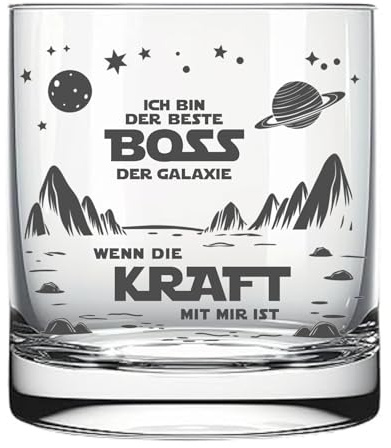 Lasernauten Vaso de Whisky personalizado. El Jefe o la jefa de la galaxia. Grabado Láser en la base de la copa con Nombre o Texto. Idea regalo para los mejores Jefes de la Galaxia