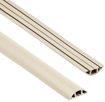 Quest goulotte de câble, Passe-câbles de Sol en PVC - Largeur 60 mm - Longueur 200 cm - Conduit de câbles pour Sol, Protection antichute, Protection des câbles - 3 canaux, Beige
