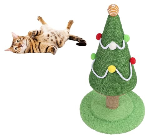 Árbol de Navidad para Gatos, árbol Alto para Gatos Grandes Adultos, Estructura Robusta, Lindo Juguete, Rascador de Sisal para Interiores y Exteriores, (Grande: 40 X 65 cm / 15,7