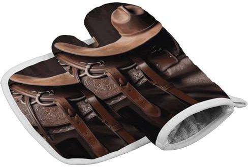 Maniques de cuisine en forme de selle de cheval avec chapeau de cowboy, gants de cuisine et maniques personnalisés résistants à la chaleur pour femmes, gants de cuisine doux pour femmes, cuisine,