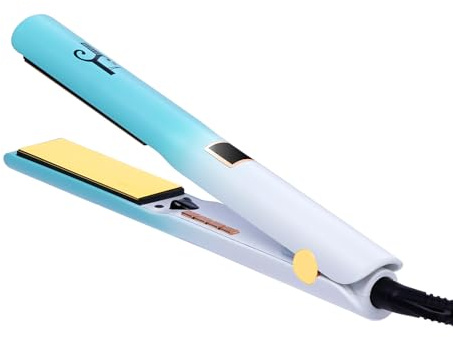 MEEKNISS 2-in-1 Flat Iron & Hair Curler, 1 Dual Voltage Straightener (122°F-500°F) with 10s Heat Up, 3D Floating Plates & Auto Shut-Off for Travell UL Certified