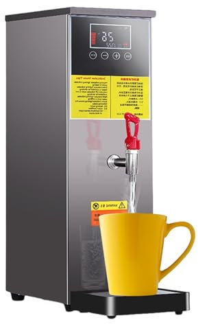pedenencelia Caldaia Ad Acqua Commerciale, Scaldabagno Automatico in Acciaio Inossidabile, Controllo della Temperatura 40-100 °C, Display LCD, Rivestimento in Acciaio Inossidabile,Black-50l